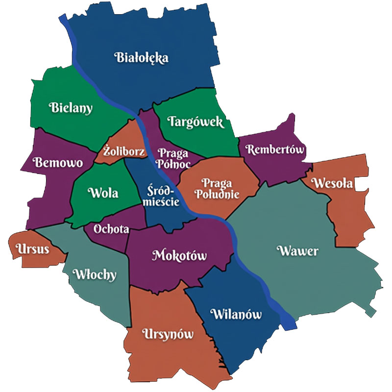 Mapa dzielnic Warszawy
